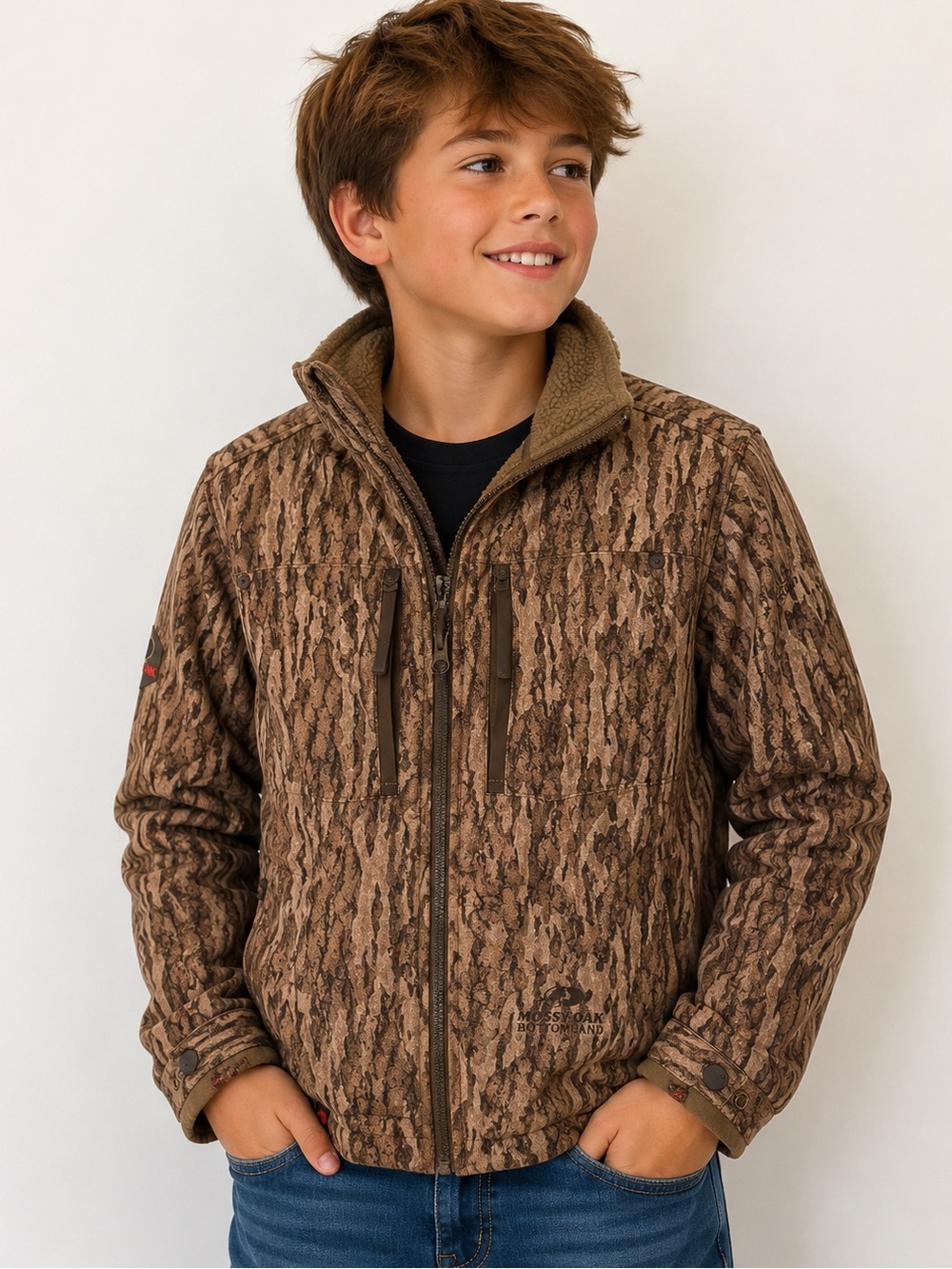 Mossy Oak Youth Boundary Sherpa Lined Camo Jacket Size Medium